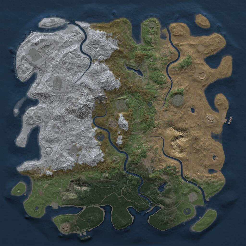 Rust Map: Procedural Map, Size: 5000, Seed: 49932, 19 Monuments
