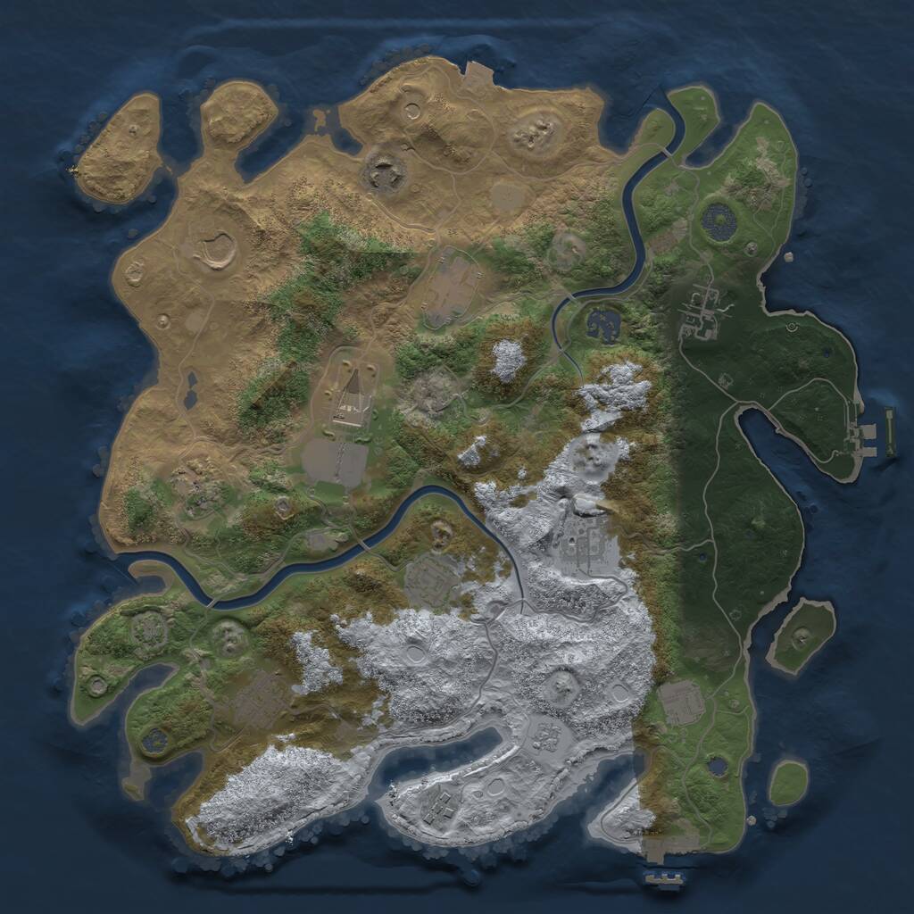 Rust Map: Procedural Map, Size: 3800, Seed: 874835235, 19 Monuments