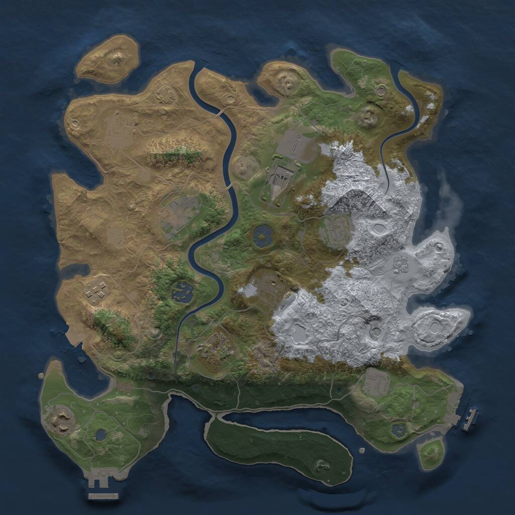 Rust Map: Procedural Map, Size: 3500, Seed: 901796074, 17 Monuments