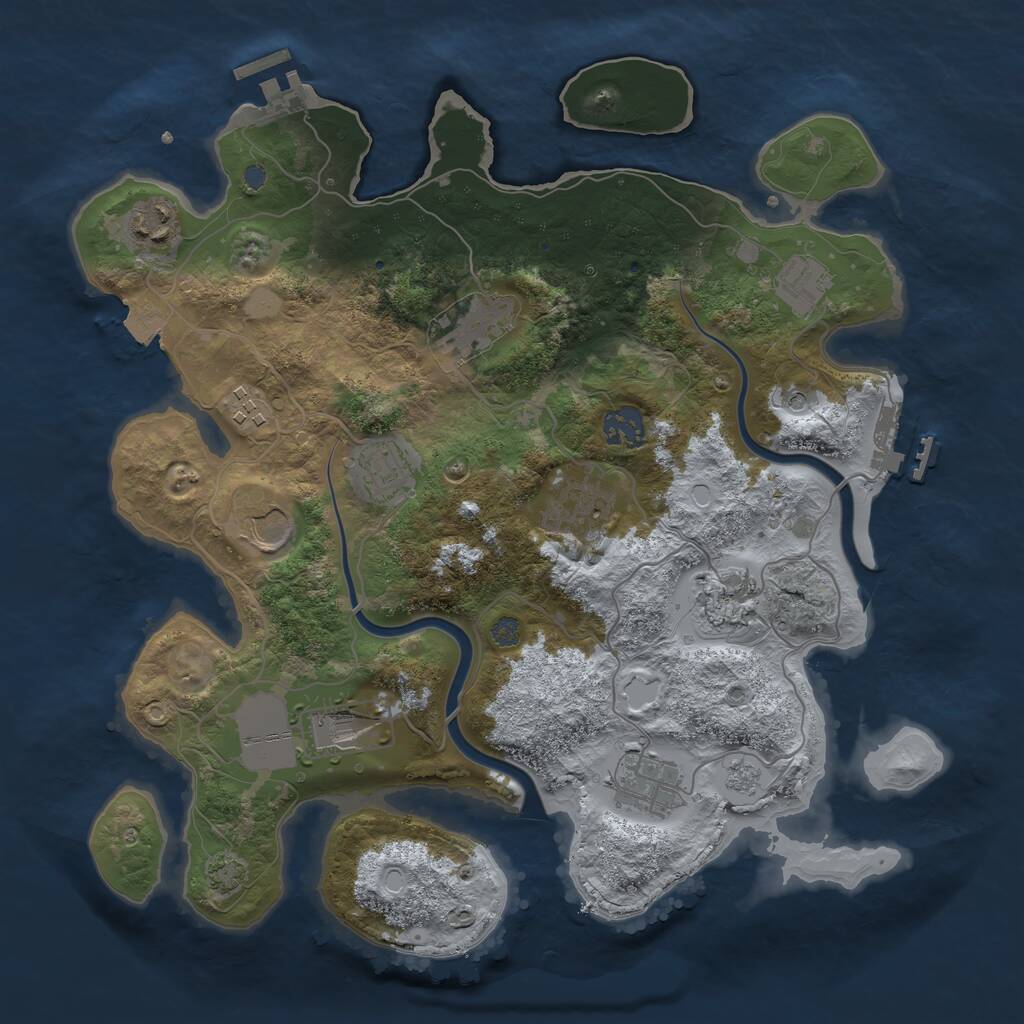 Rust Map: Procedural Map, Size: 3500, Seed: 481959, 18 Monuments