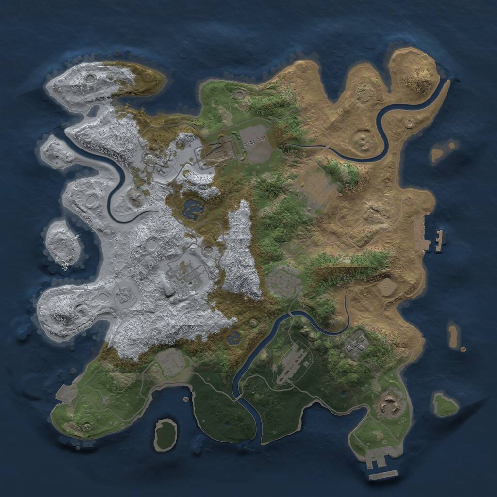 Rust Map: Procedural Map, Size: 3500, Seed: 165456415, 17 Monuments
