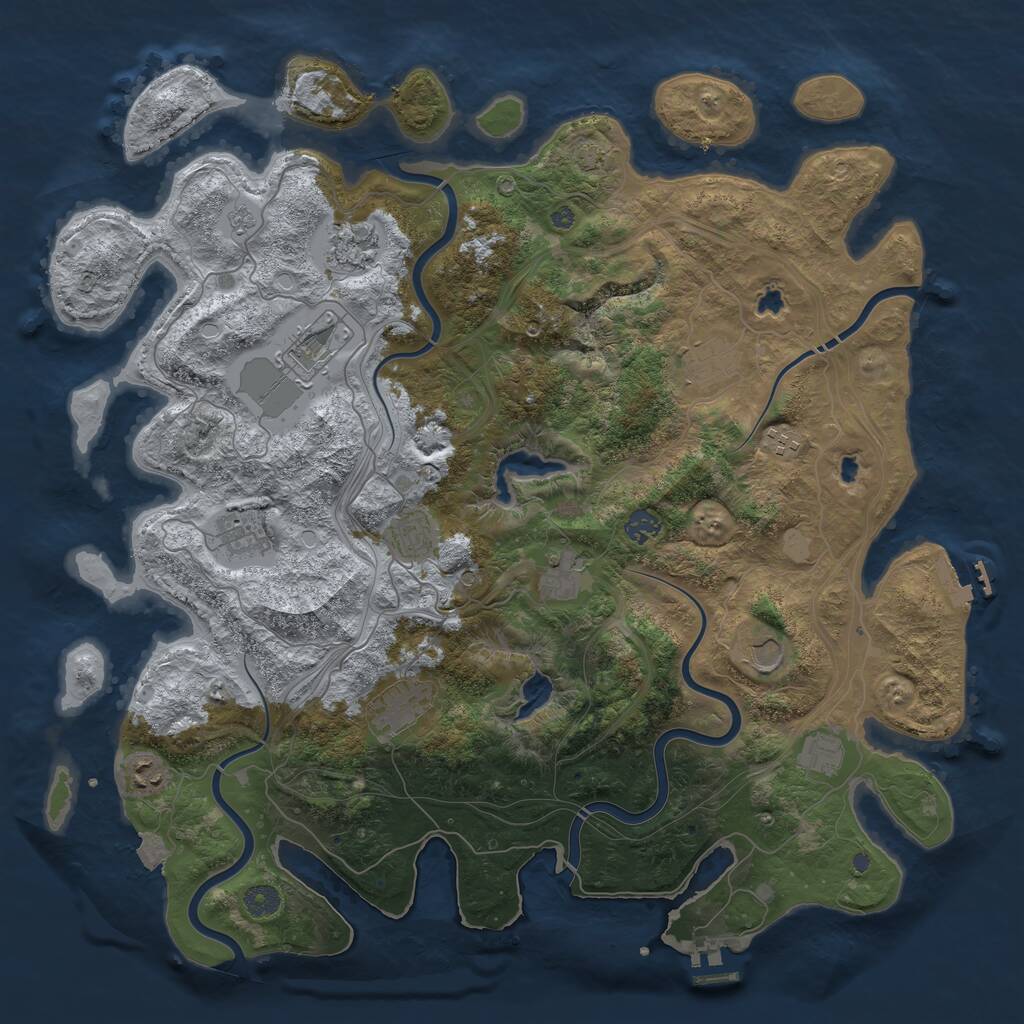 Rust Map: Procedural Map, Size: 4500, Seed: 1056128, 19 Monuments