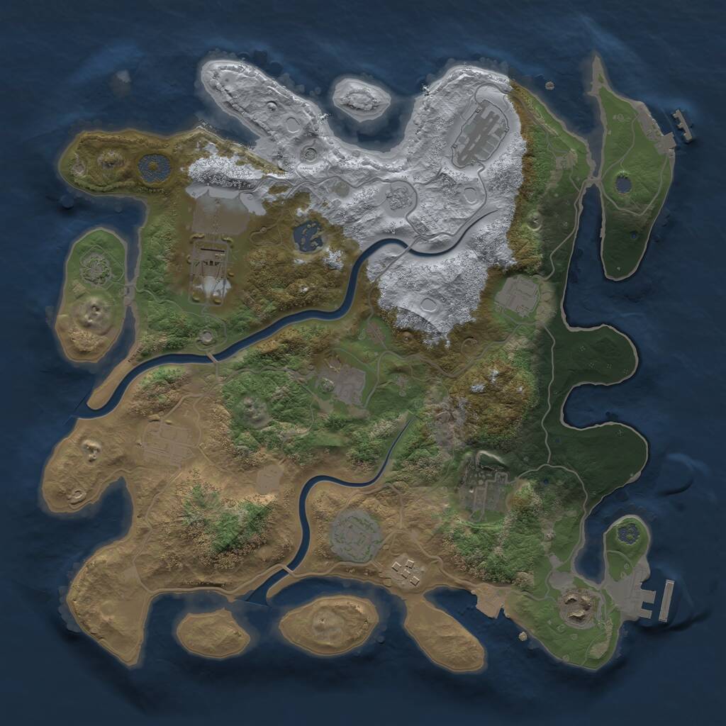 Rust Map: Procedural Map, Size: 3500, Seed: 258348, 17 Monuments