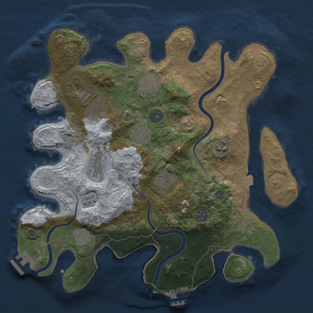 Rust Map: Procedural Map, Size: 3500, Seed: 1173631379, 16 Monuments