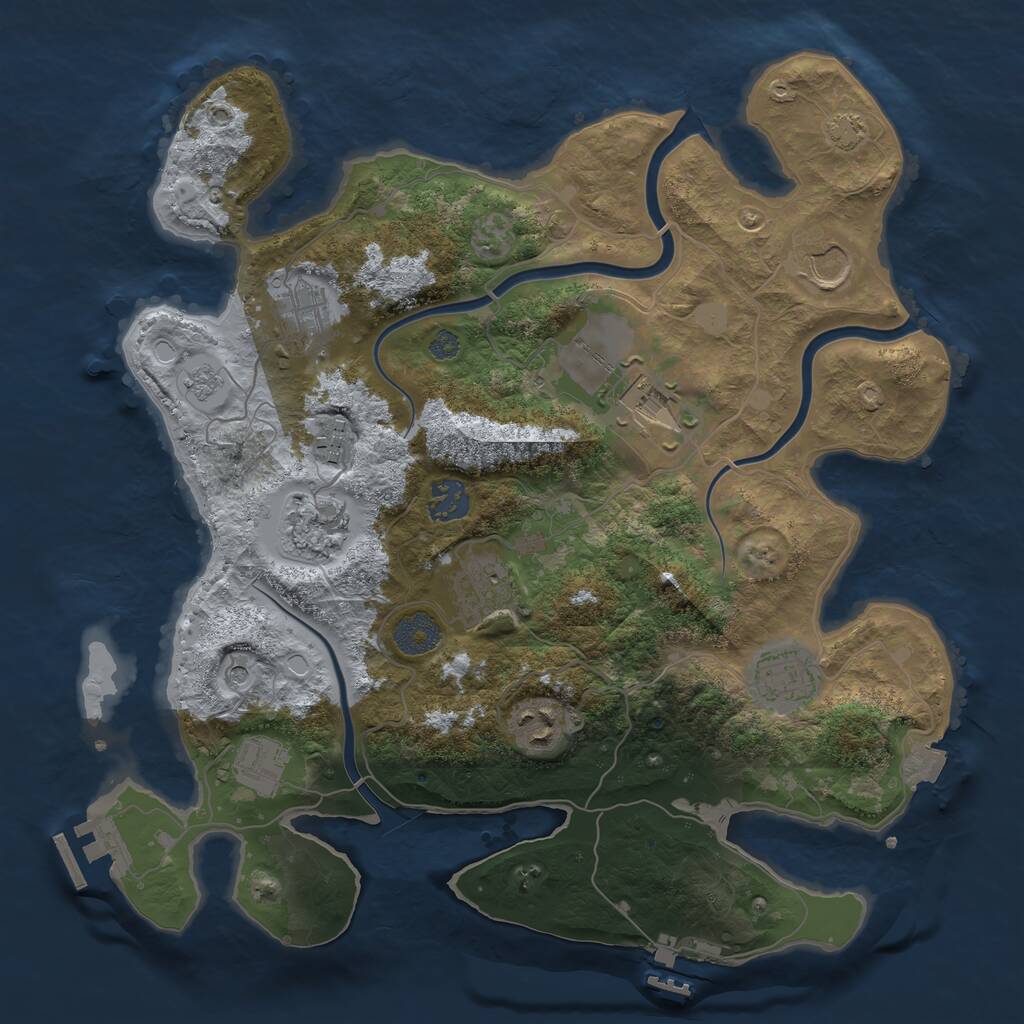 Rust Map: Procedural Map, Size: 3500, Seed: 1529282044, 17 Monuments