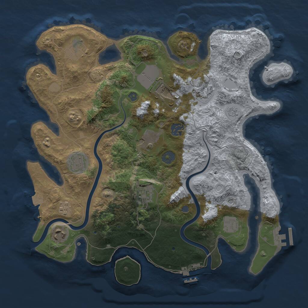 Rust Map: Procedural Map, Size: 3500, Seed: 929799, 17 Monuments