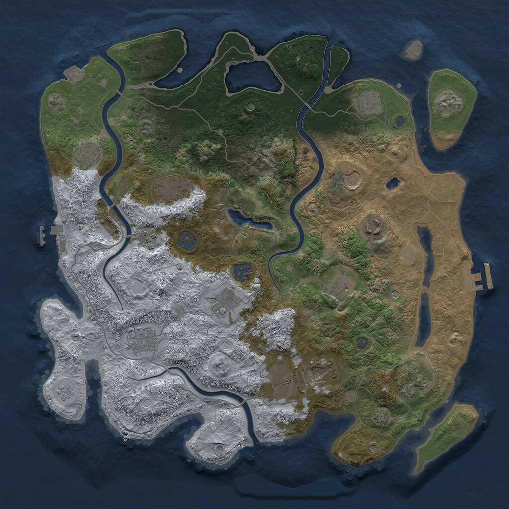 Rust Map: Procedural Map, Size: 4000, Seed: 99999999, 19 Monuments