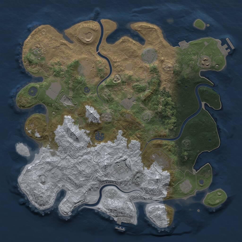 Rust Map: Procedural Map, Size: 3850, Seed: 342044558, 19 Monuments