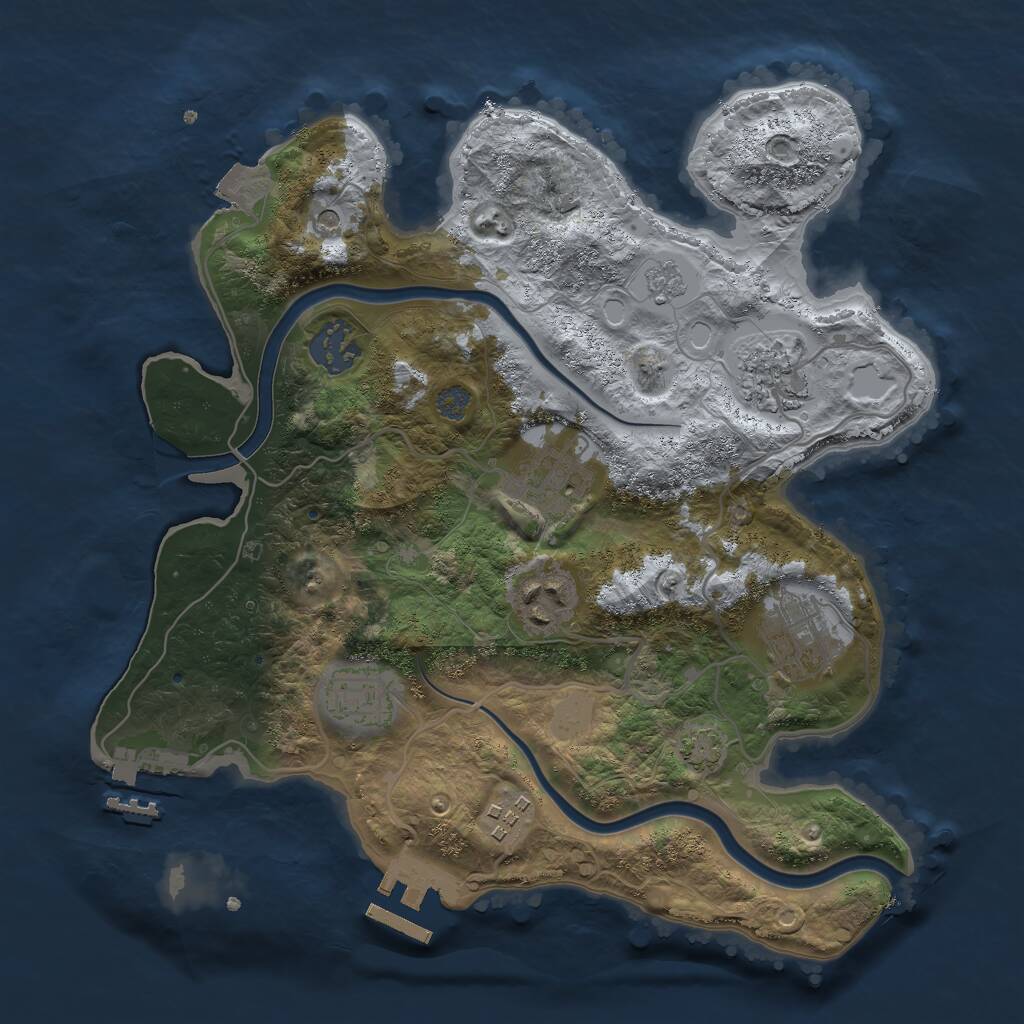 Rust Map: Procedural Map, Size: 3000, Seed: 133742, 15 Monuments
