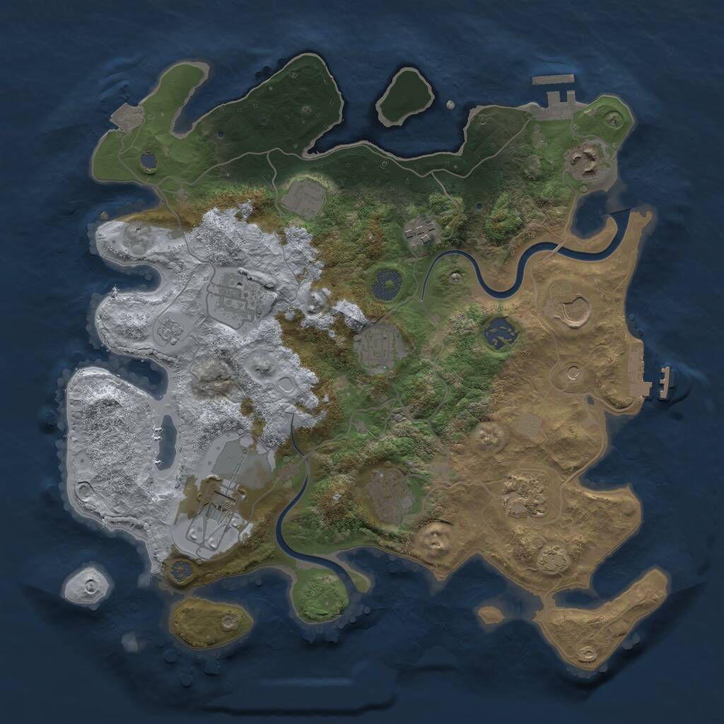 Rust Map: Procedural Map, Size: 3500, Seed: 20261017, 17 Monuments