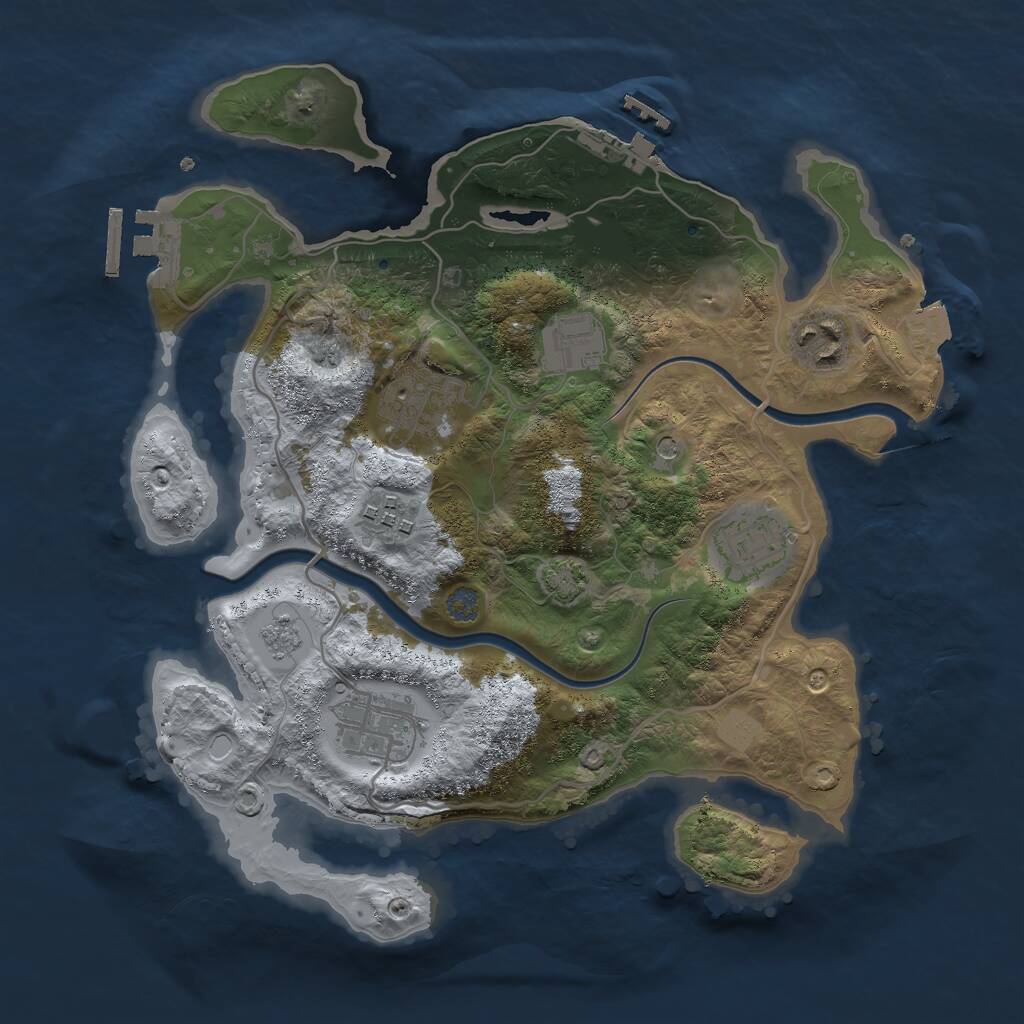 Rust Map: Procedural Map, Size: 3000, Seed: 38833892, 13 Monuments