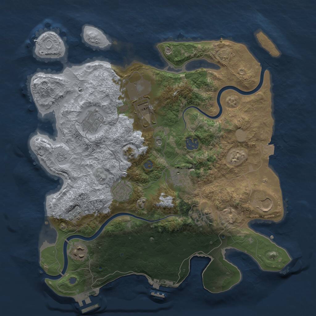 Rust Map: Procedural Map, Size: 3500, Seed: 908917211, 17 Monuments