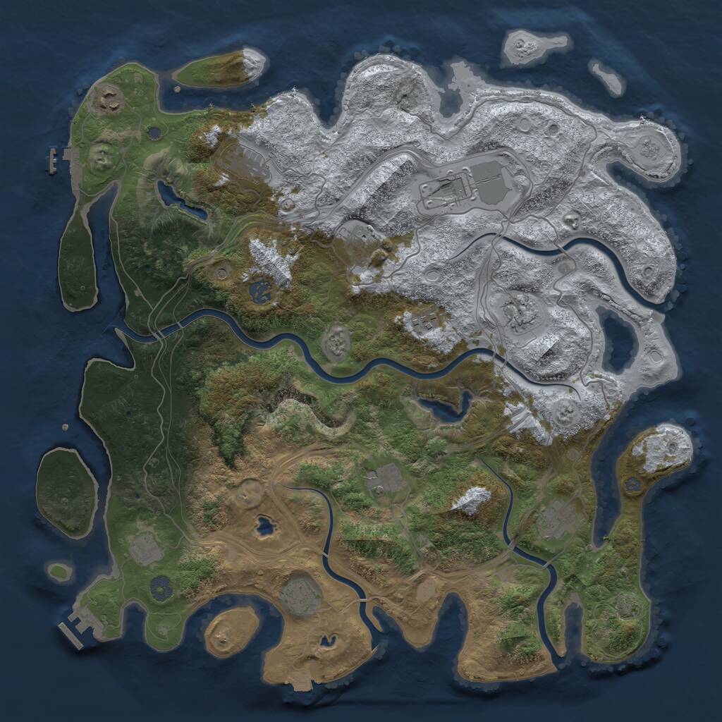 Rust Map: Procedural Map, Size: 4500, Seed: 274891, 18 Monuments