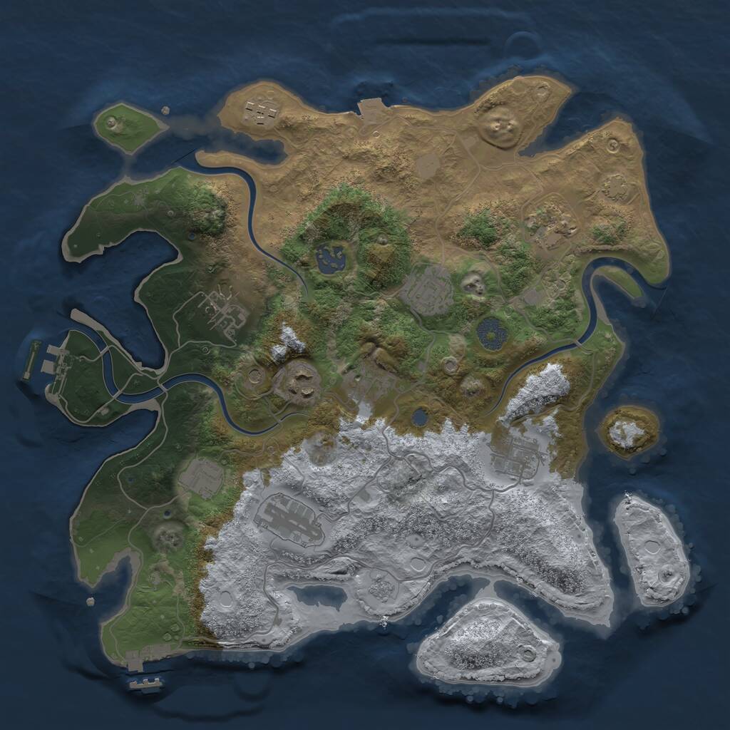 Rust Map: Procedural Map, Size: 3498, Seed: 1268573210, 17 Monuments