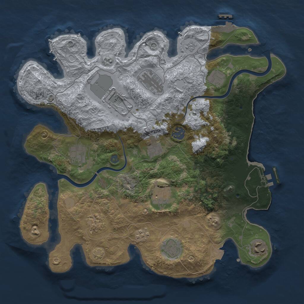 Rust Map: Procedural Map, Size: 3500, Seed: 410879794, 18 Monuments