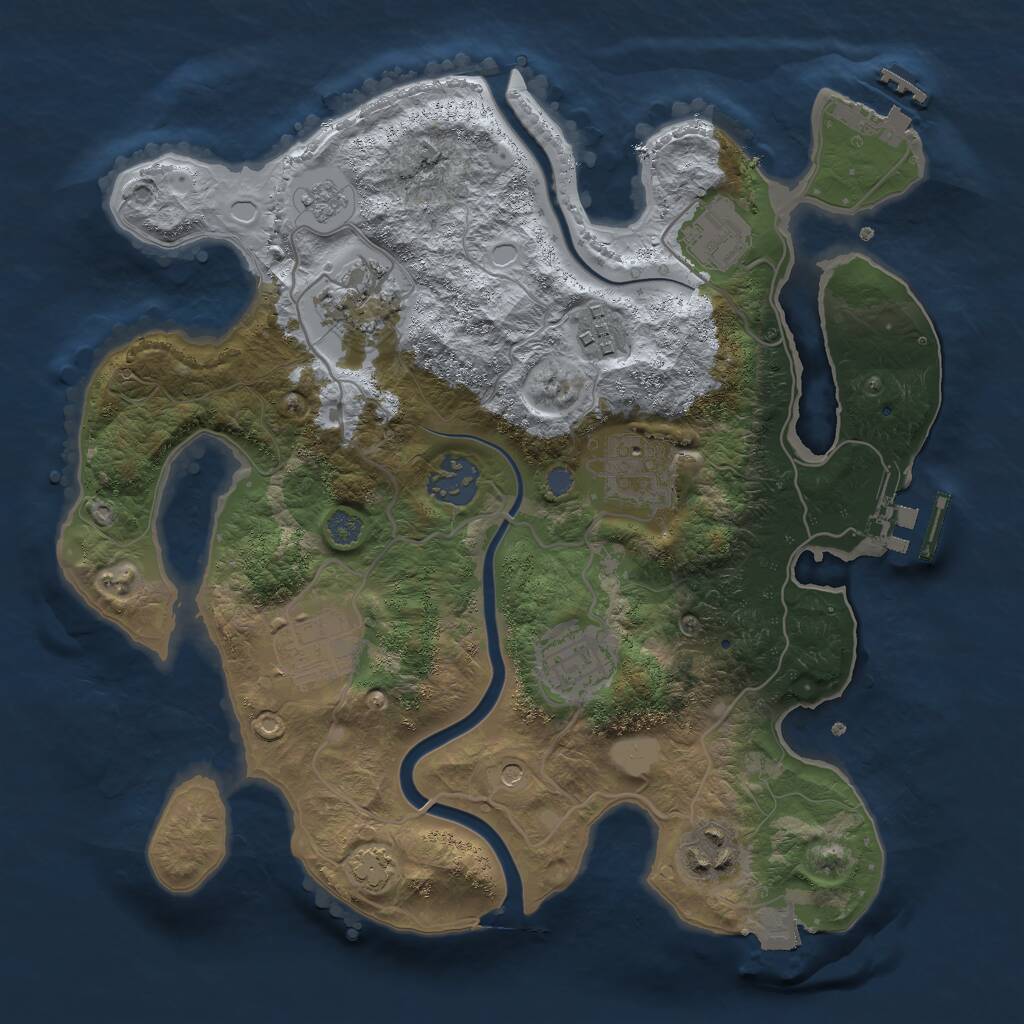 Rust Map: Procedural Map, Size: 3000, Seed: 261023, 15 Monuments