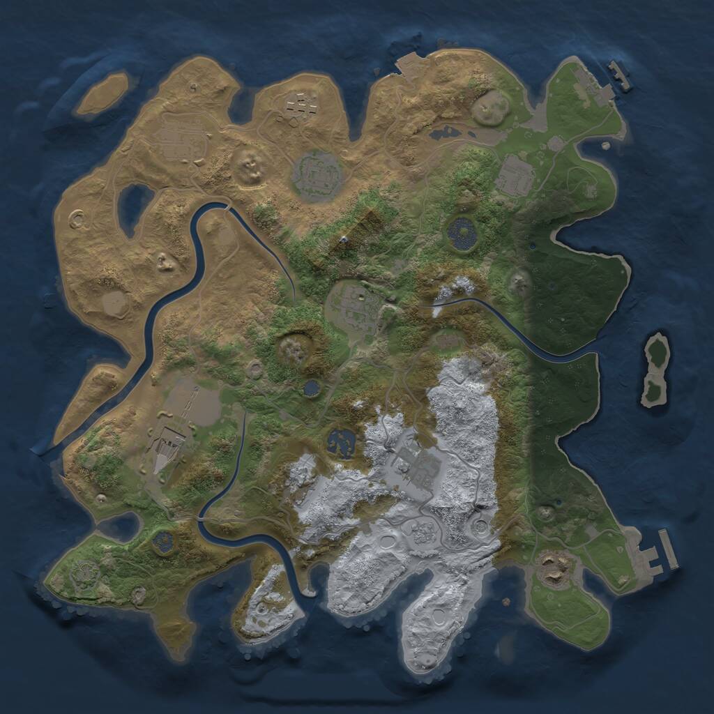 Rust Map: Procedural Map, Size: 3500, Seed: 350034787, 17 Monuments