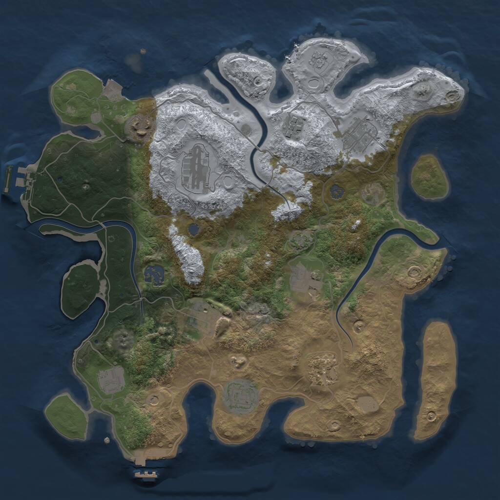 Rust Map: Procedural Map, Size: 3476, Seed: 1, 15 Monuments