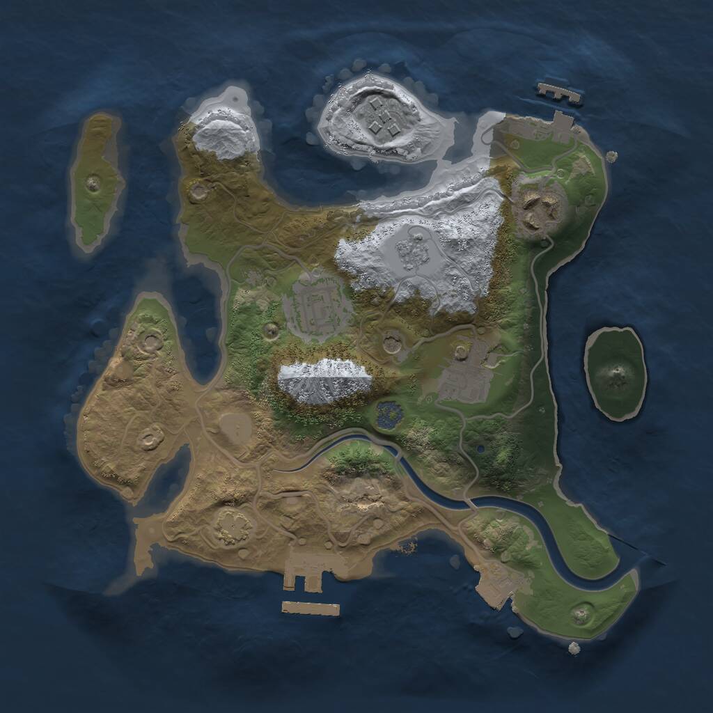 Rust Map: Procedural Map, Size: 2500, Seed: 647740, 12 Monuments