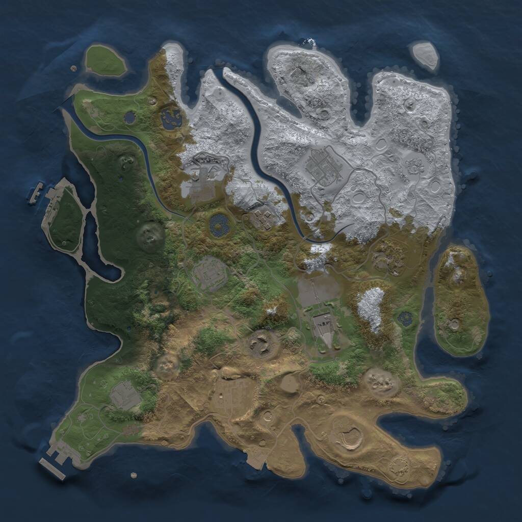 Rust Map: Procedural Map, Size: 3500, Seed: 517681472, 18 Monuments