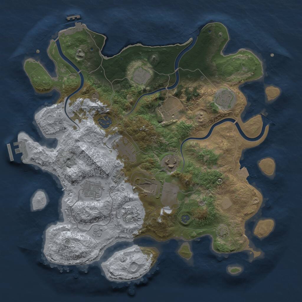 Rust Map: Procedural Map, Size: 3500, Seed: 1955306266, 17 Monuments