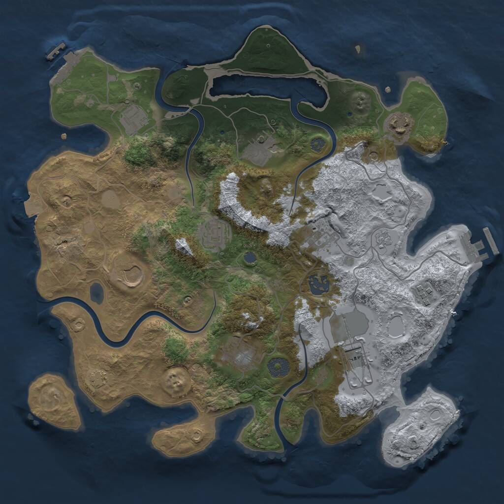Rust Map: Procedural Map, Size: 3500, Seed: 1408213483, 17 Monuments