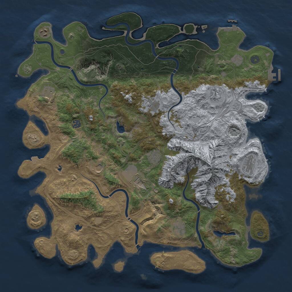 Rust Map: Procedural Map, Size: 5000, Seed: 557103812, 19 Monuments