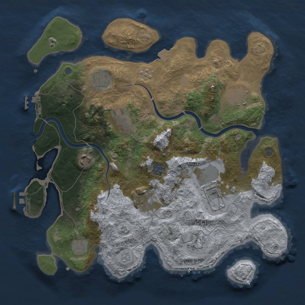 Rust Map: Procedural Map, Size: 3600, Seed: 794884944, 17 Monuments