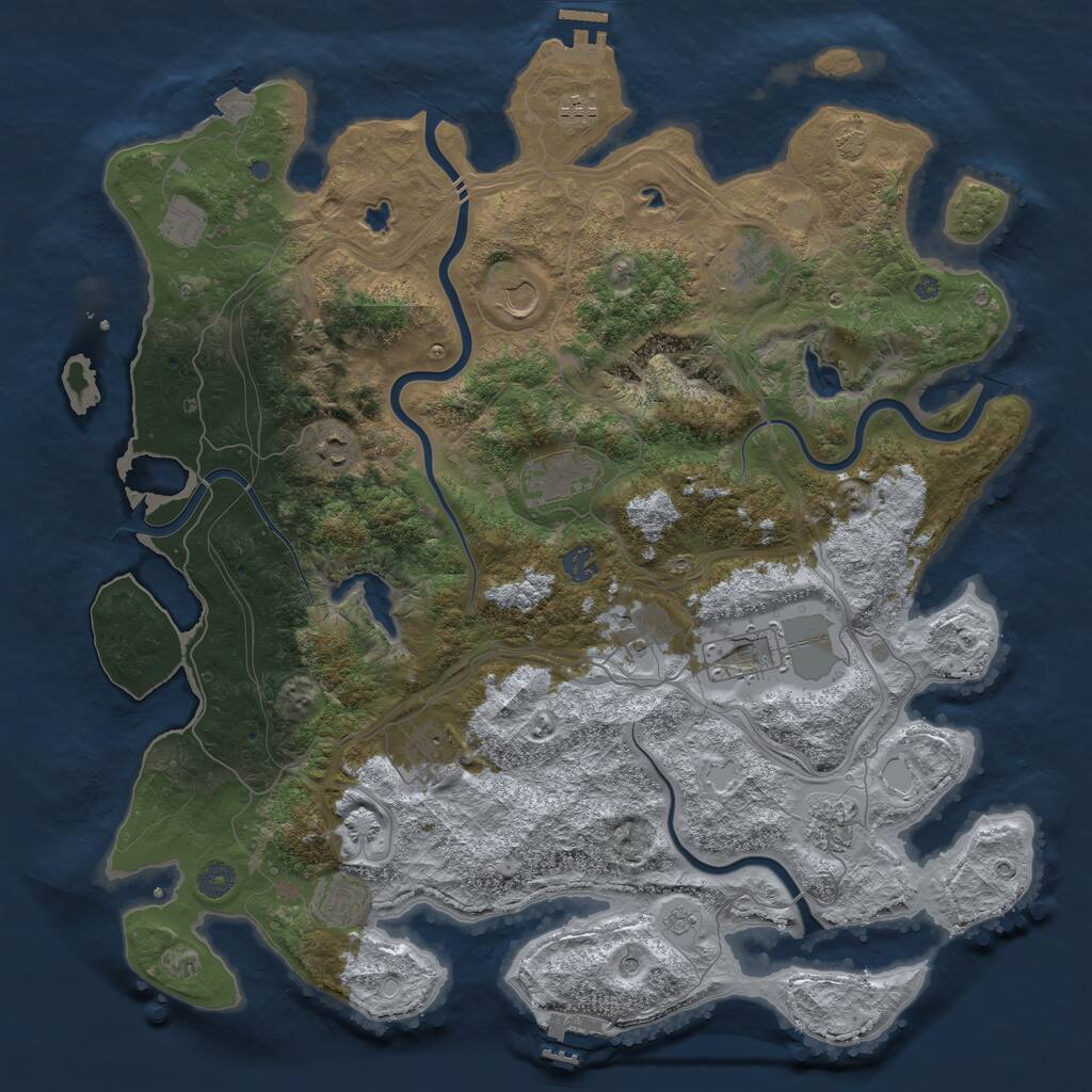 Rust Map: Procedural Map, Size: 4500, Seed: 2026680033, 19 Monuments