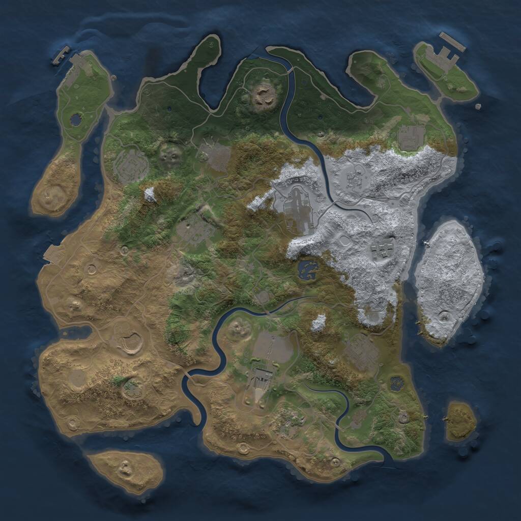 Rust Map: Procedural Map, Size: 3600, Seed: 163205692, 19 Monuments