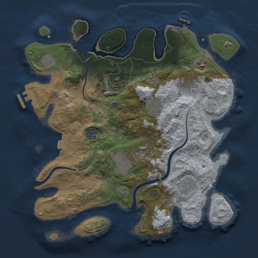 Rust Map: Procedural Map, Size: 3500, Seed: 482731, 16 Monuments