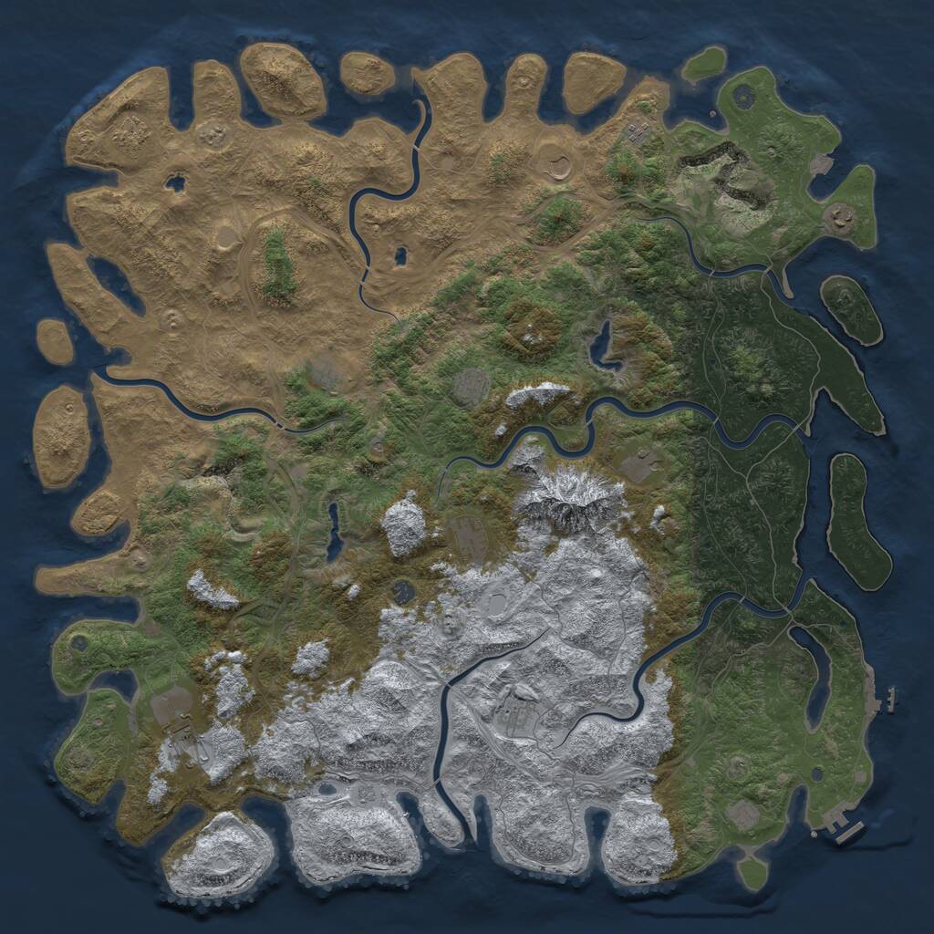 Rust Map: Procedural Map, Size: 6000, Seed: 176317169, 19 Monuments