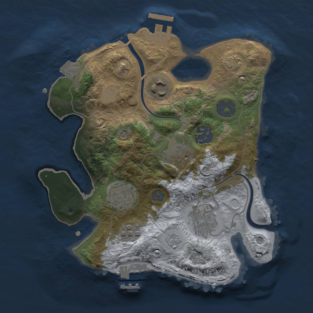 Rust Map: Procedural Map, Size: 2500, Seed: 947070208, 14 Monuments