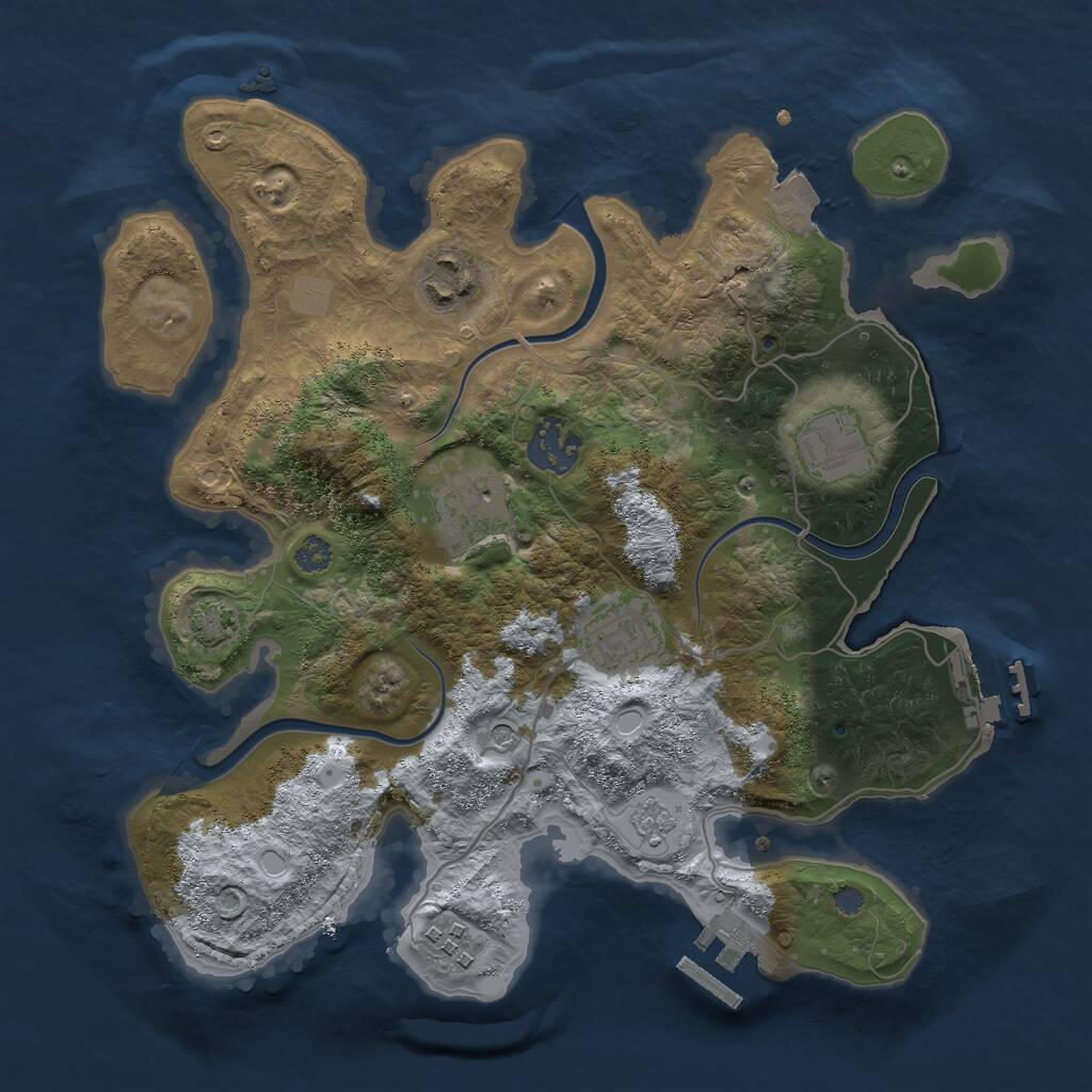 Rust Map: Procedural Map, Size: 3000, Seed: 1612595409, 13 Monuments