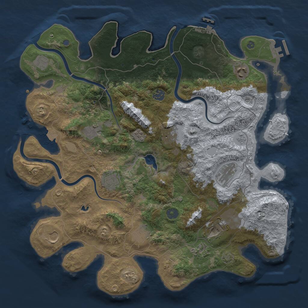 Rust Map: Procedural Map, Size: 4000, Seed: 2103421, 19 Monuments