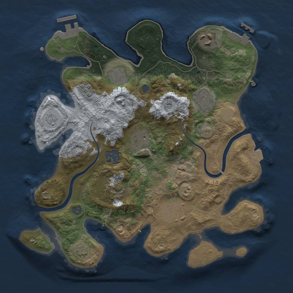 Rust Map: Procedural Map, Size: 3000, Seed: 40915, 15 Monuments