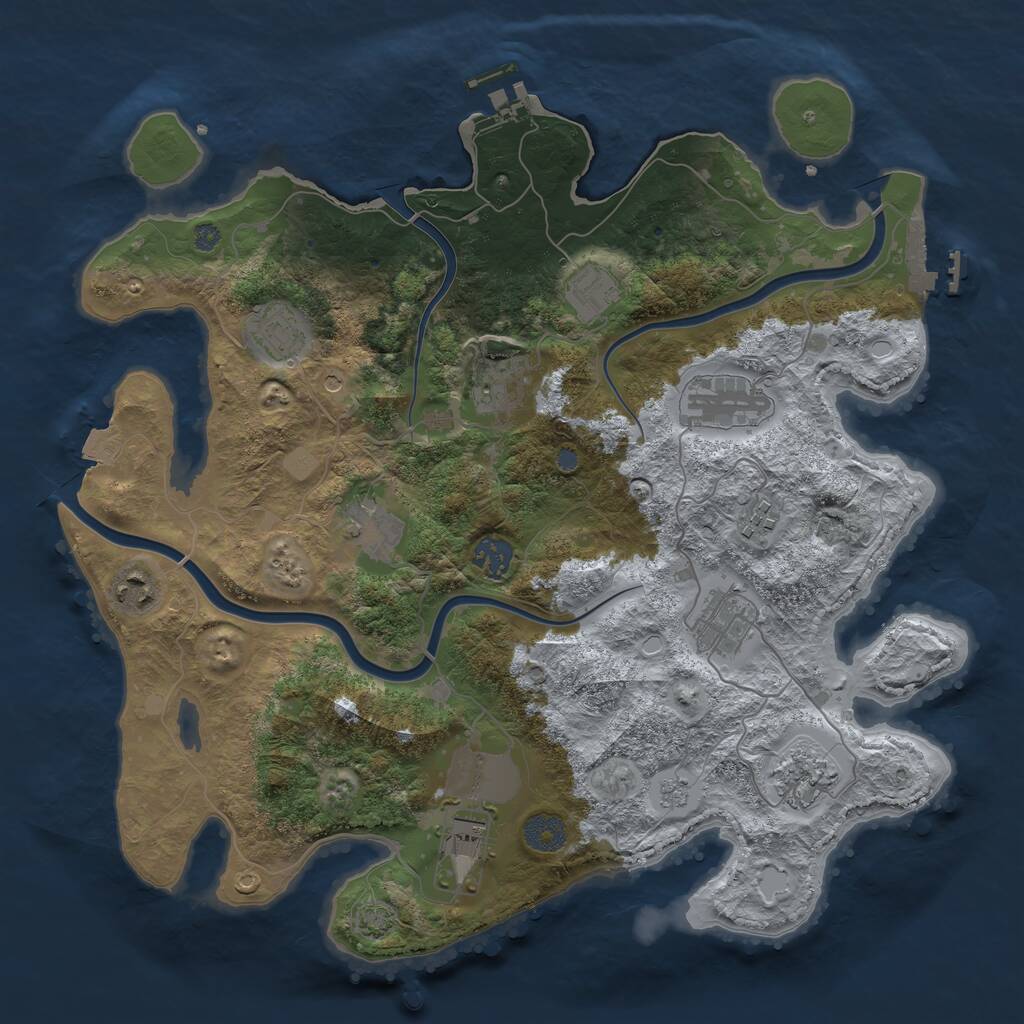 Rust Map: Procedural Map, Size: 3750, Seed: 159921947, 18 Monuments