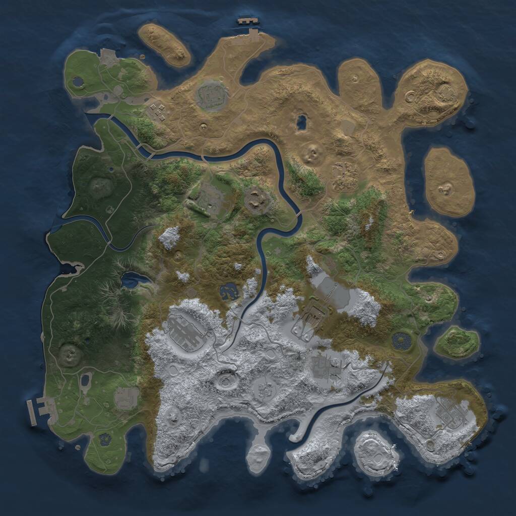 Rust Map: Procedural Map, Size: 4000, Seed: 55369, 18 Monuments