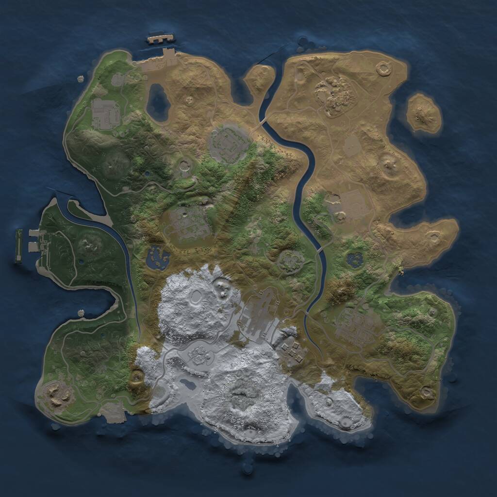 Rust Map: Procedural Map, Size: 3000, Seed: 2100307431, 17 Monuments