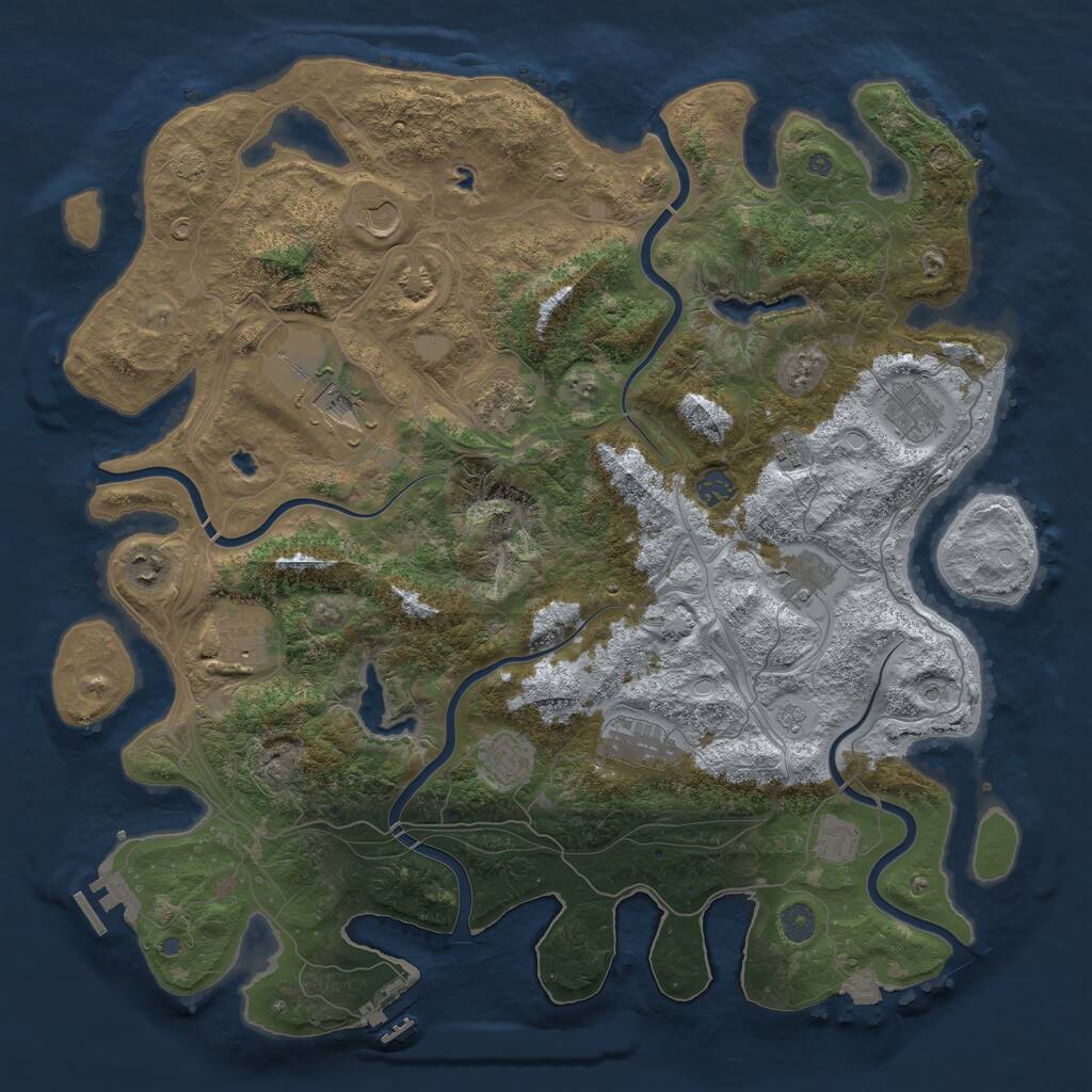 Rust Map: Procedural Map, Size: 4500, Seed: 1891618428, 19 Monuments