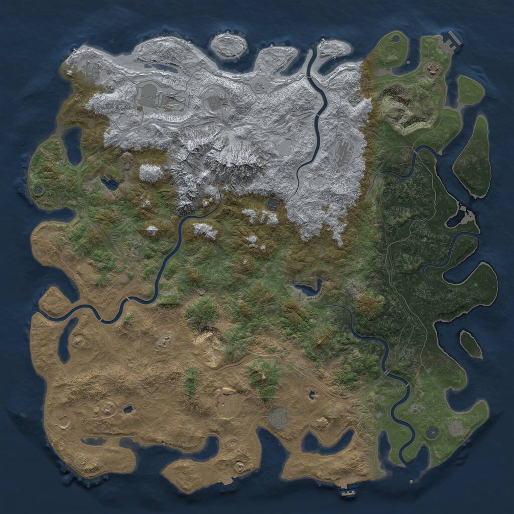 Rust Map: Procedural Map, Size: 6000, Seed: 811061021, 19 Monuments