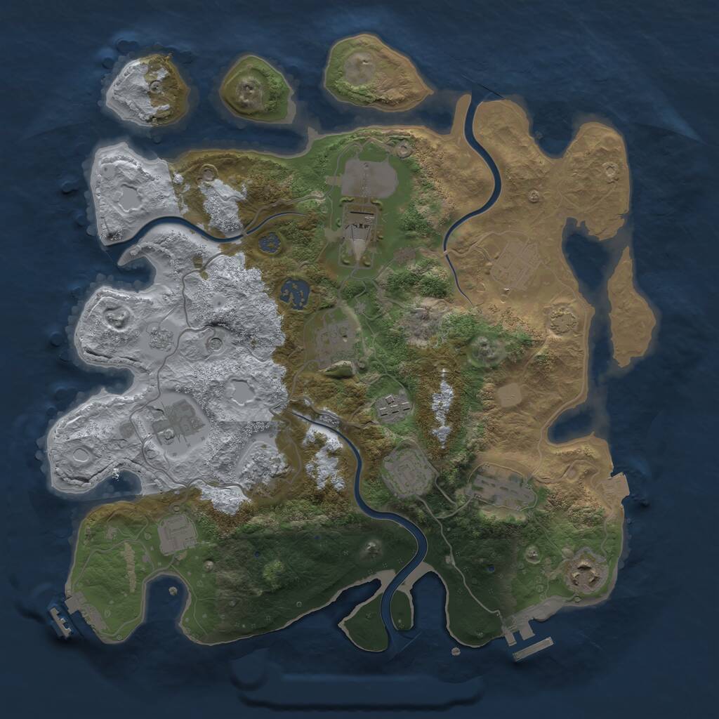 Rust Map: Procedural Map, Size: 3500, Seed: 234802, 18 Monuments