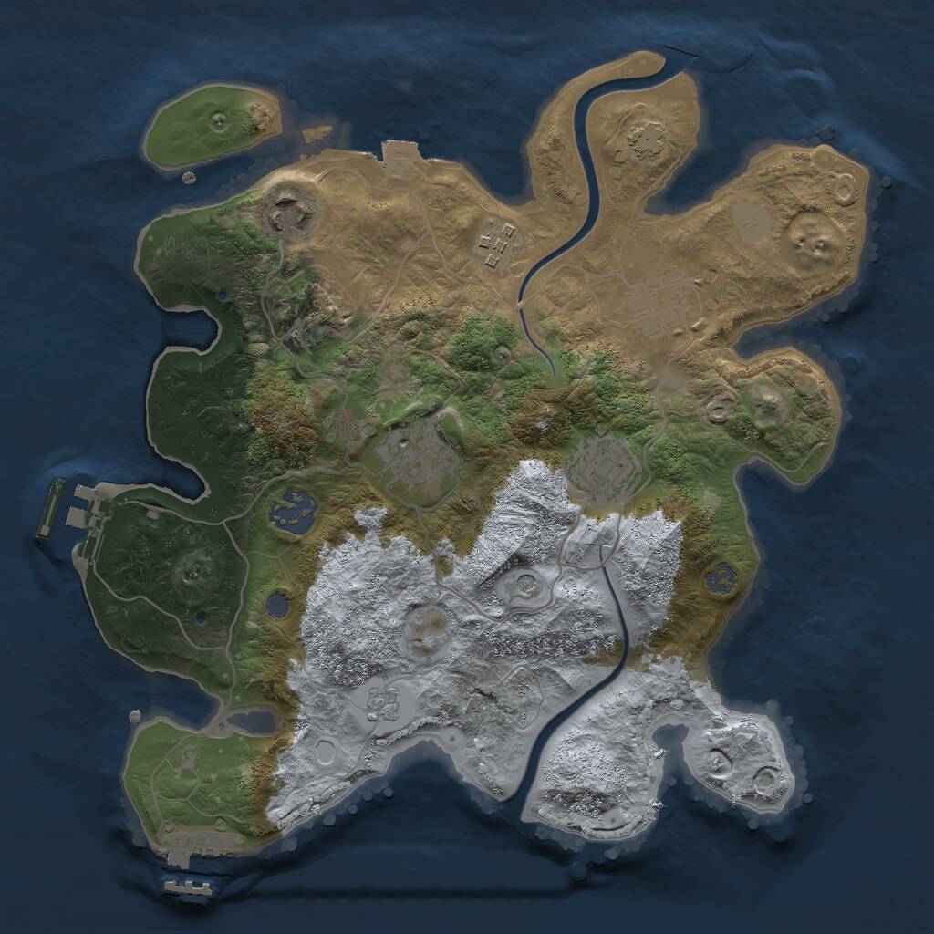 Rust Map: Procedural Map, Size: 3000, Seed: 1374084430, 15 Monuments