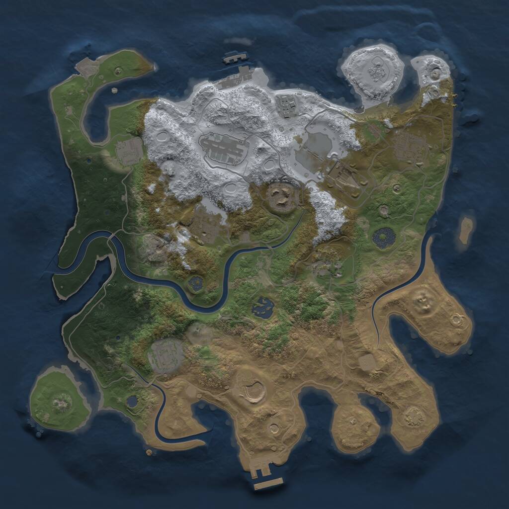 Rust Map: Procedural Map, Size: 3500, Seed: 304343368, 18 Monuments