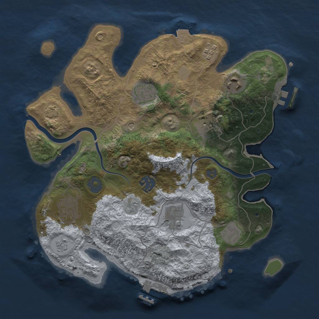Rust Map: Procedural Map, Size: 3000, Seed: 94878, 15 Monuments