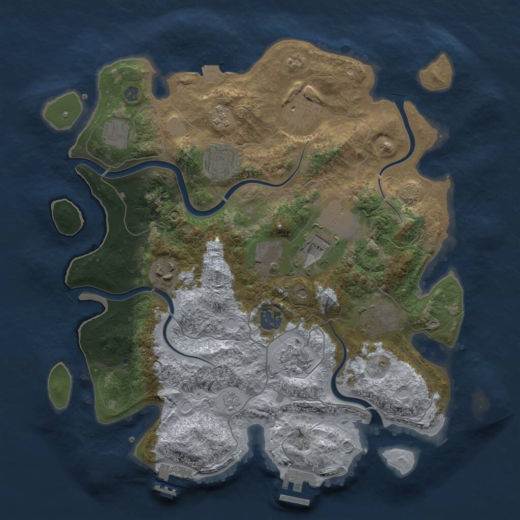 Rust Map: Procedural Map, Size: 3500, Seed: 540843343, 17 Monuments
