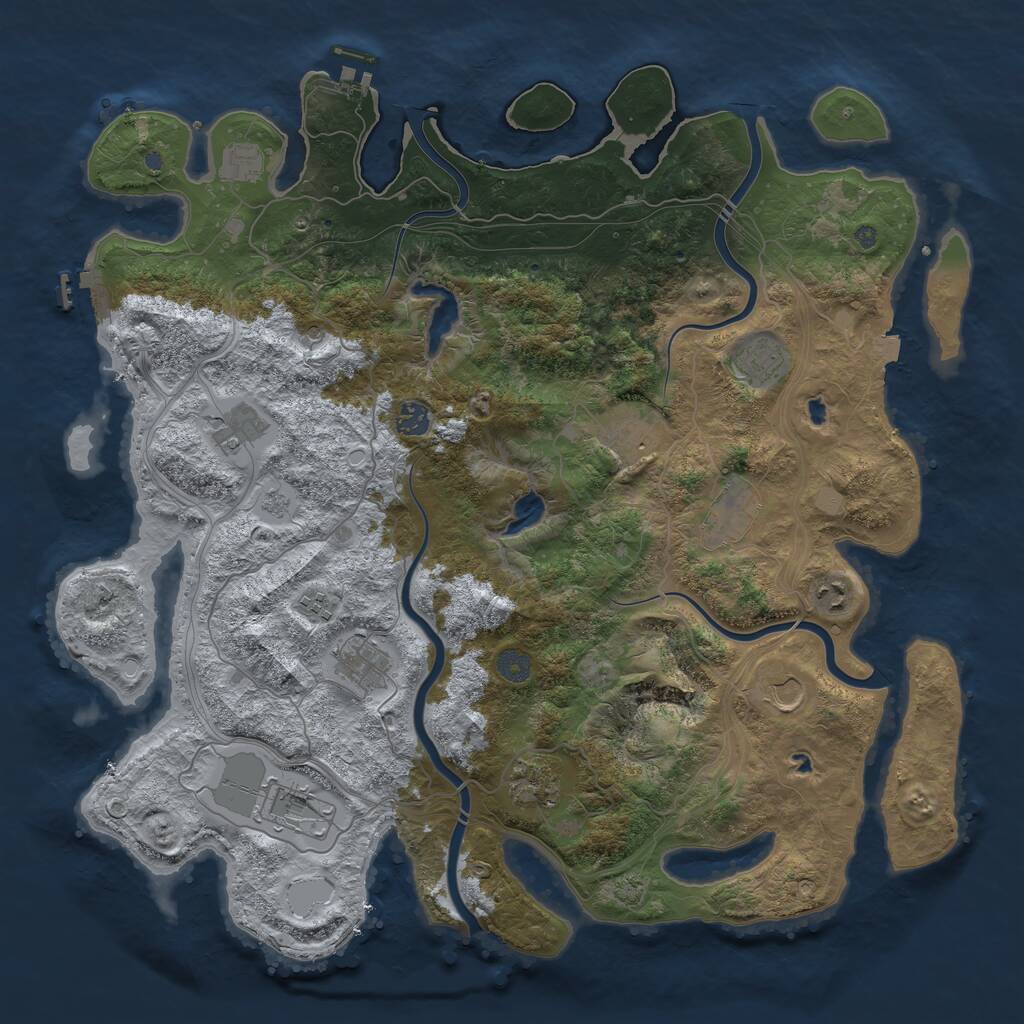 Rust Map: Procedural Map, Size: 4500, Seed: 538868478, 19 Monuments
