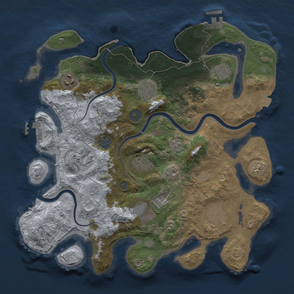 Rust Map: Procedural Map, Size: 3500, Seed: 3553413, 16 Monuments
