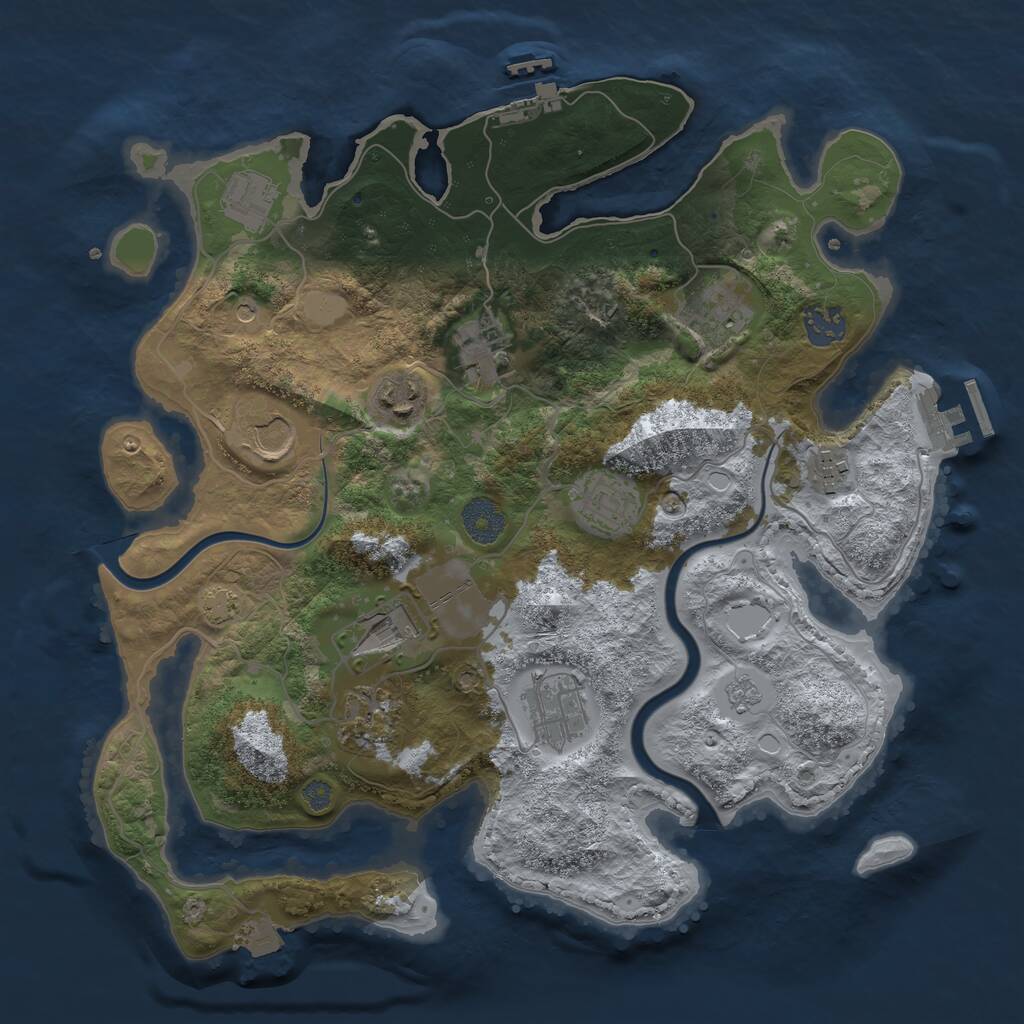 Rust Map: Procedural Map, Size: 3500, Seed: 124311, 18 Monuments
