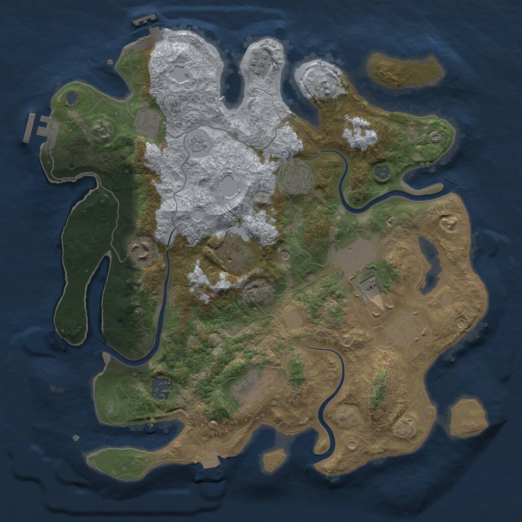 Rust Map: Procedural Map, Size: 3500, Seed: 1493574022, 16 Monuments